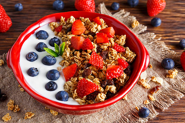 istock Homemade granola Breakfast with yogurt and fresh fruit berries. concepts 543050660