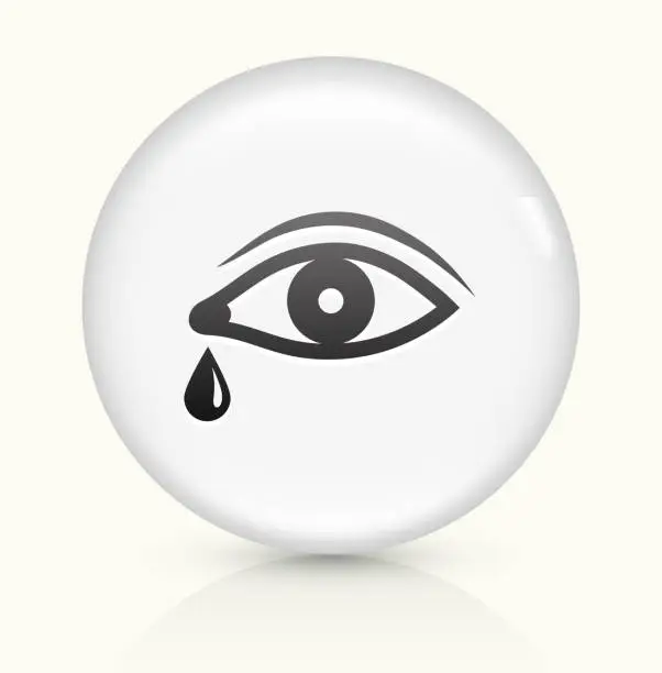 Vector illustration of Eye with Tear icon on white round vector button