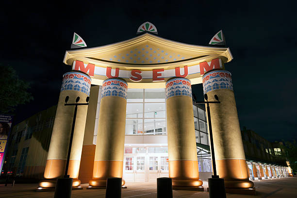 Houston, Tx, USA - April 14, 2016: The Children's Museum of Houston illuminated at night. Texas, United States
