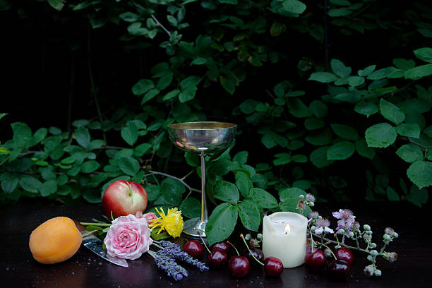 Pagan Altar for Early Summer stock photo