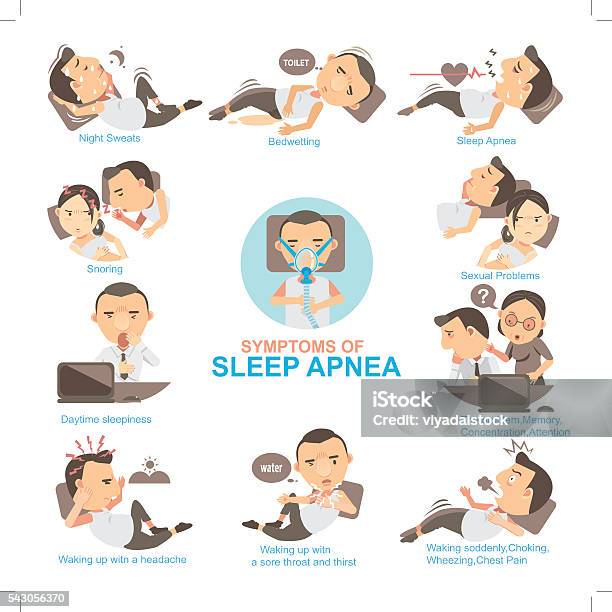 Sleep Apnea Stock Illustration - Download Image Now - Sleep Apnea, CPAP Machine, Sleeping