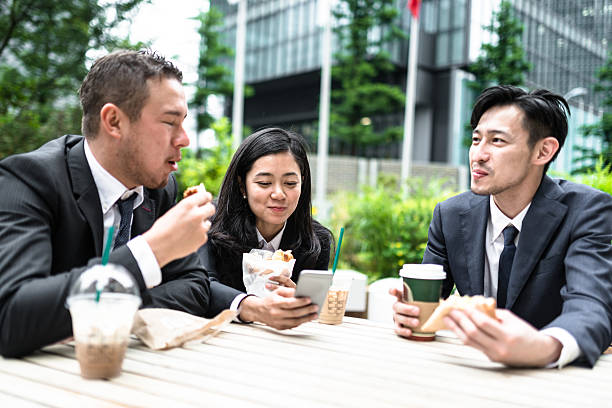 japanese Business people doing the lunch break