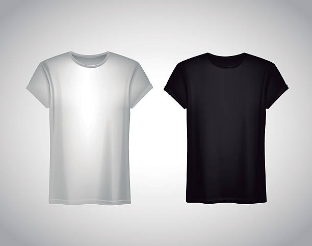 istock Men black and white T-shirt. Realistic mockup. Short sleeve T-sh 543060744