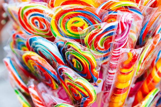 istock Colorful lollipop candy background. 543060998
