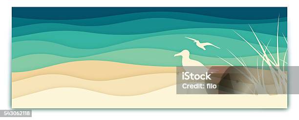 Seagull Ocean Banner Stock Illustration - Download Image Now - Beach, Backgrounds, Wave - Water