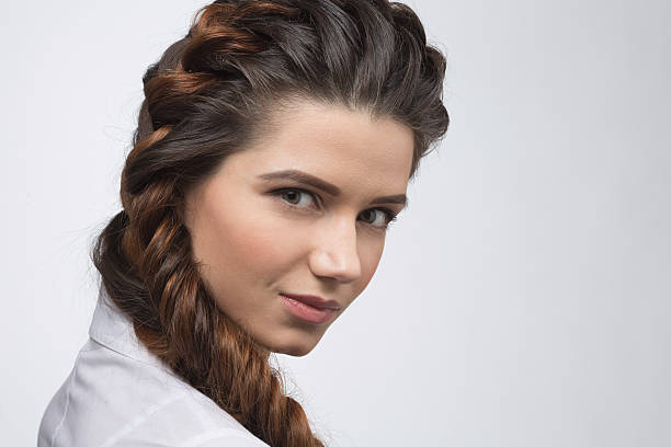 istock Woman with modern hairstyle in studio 543062598