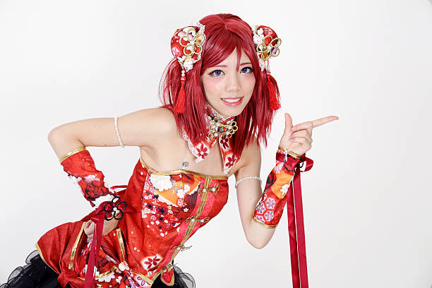joven chica asiática vestido de costume cosplay - cosplay de anime fotografías e imágenes de stock