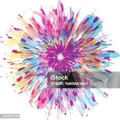 istock Abstract color splash and isolated flower illustration. 543067236