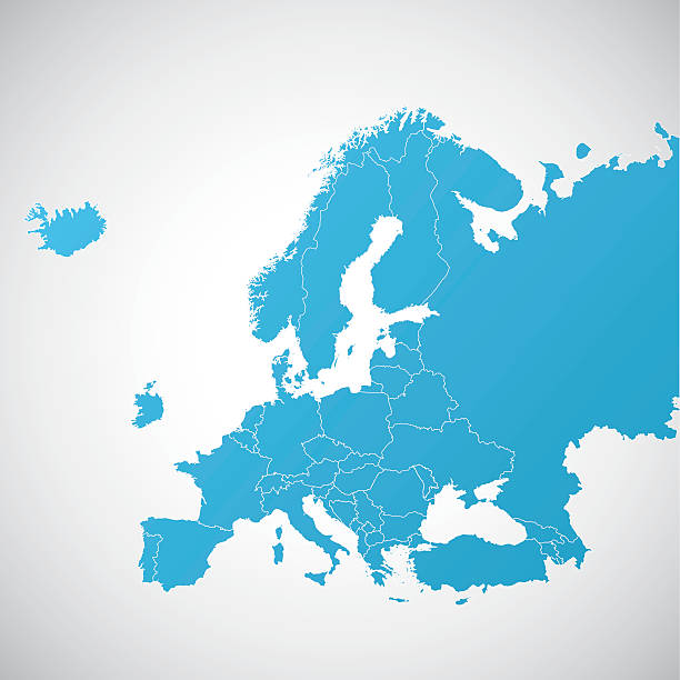 mapa europy z i bez wielkiej brytanii - netherlands map cartography silhouette stock illustrations