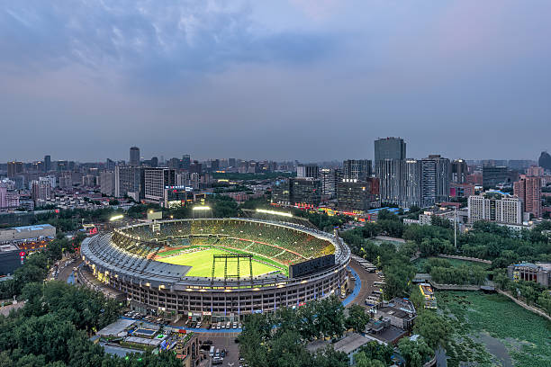 Beijing,China-June 12th,2016：Beijing Workers Stadium football matches are being held, China Beijing fans cheer for the football team.
