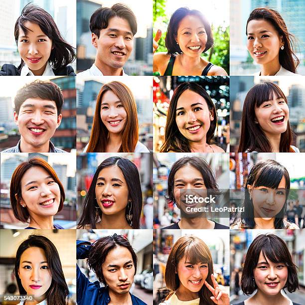 Multi Ethnic Asian People Portraits Stock Photo - Download Image Now - Human Face, Asian and Indian Ethnicities, Japanese Ethnicity