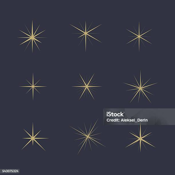 Vector Illustration Set Of Sparkles Star Stock Illustration - Download Image Now - Lens Flare, Icon Symbol, Gold Colored