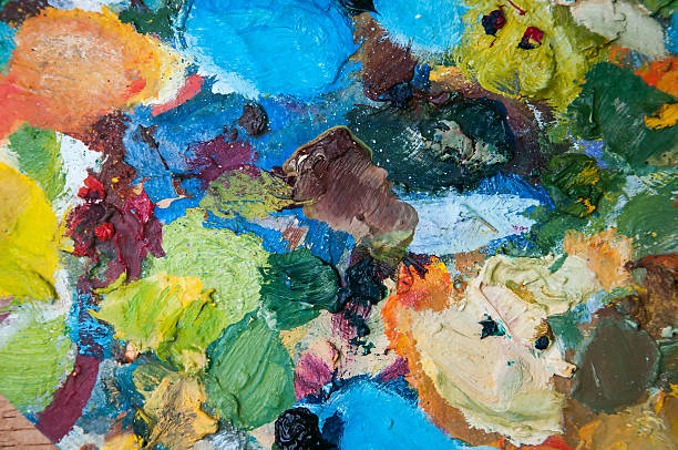 istock Artists oil paints multicolored closeup abstract background 543080672