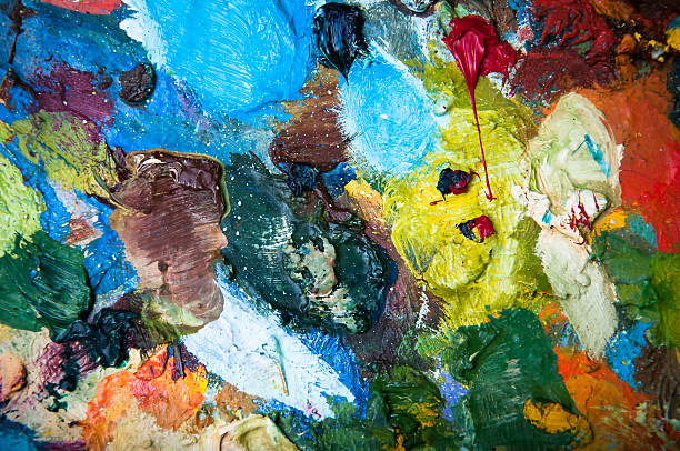 istock Artists oil paints multicolored closeup abstract background 543081704