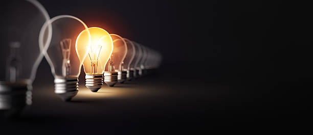 글로잉 전구 - light bulb electricity inspiration orange 뉴스 사진 이미지