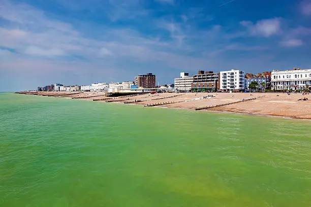 The beach as seen from the Pier at Worthing West Sussex England UK Europe