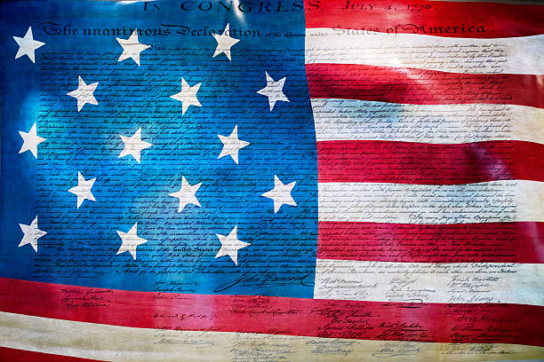 istock Declaration of independence 4th july 1776 on usa flag 543087302