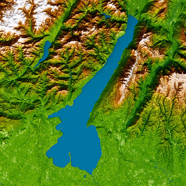 istock Lake Garda 3D Model Topographic Map Enhanced Color Top View 543087380