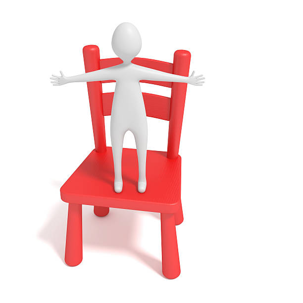 hug man on a red wooden chair, 3d illustration