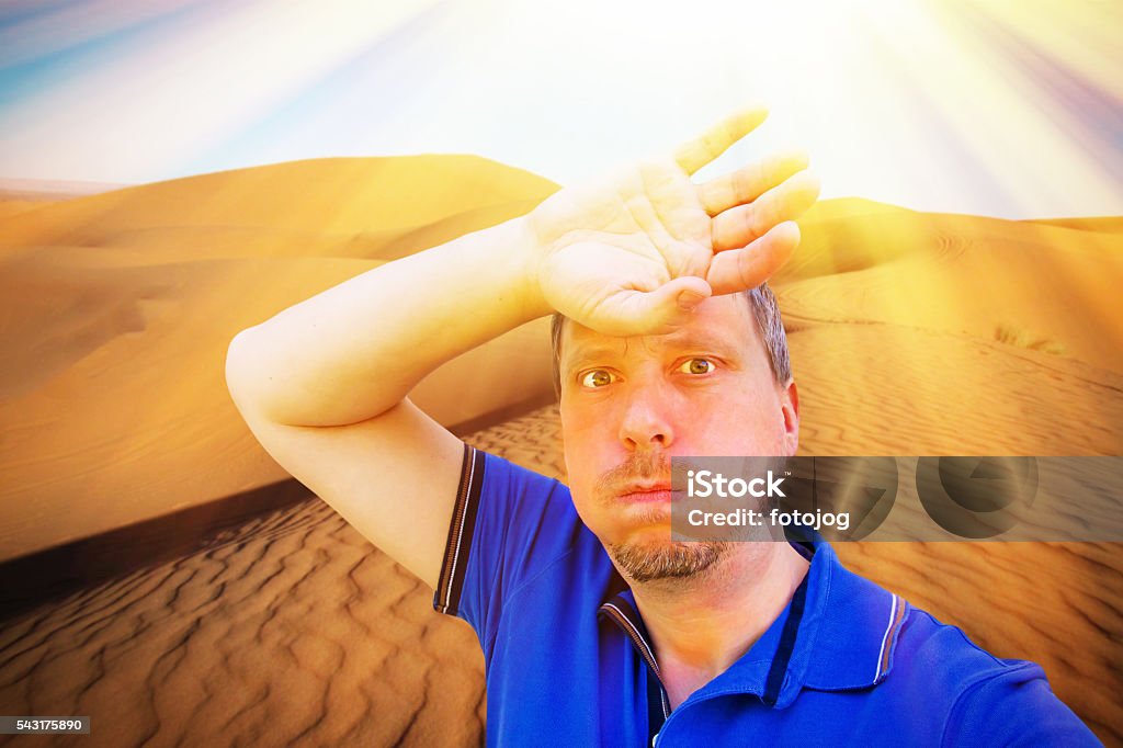 What a hot day Man sweating on a very hot day Adult Stock Photo