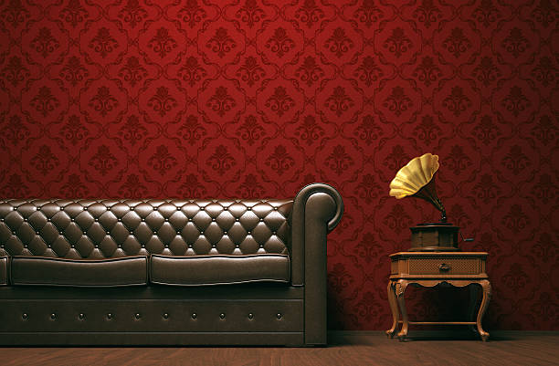 istock Gramophone and couch in a vintage room 543176004
