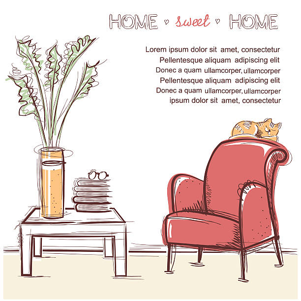 Süße Home-Karte. Vektor-Handzeichnung Illustration – Vektorgrafik