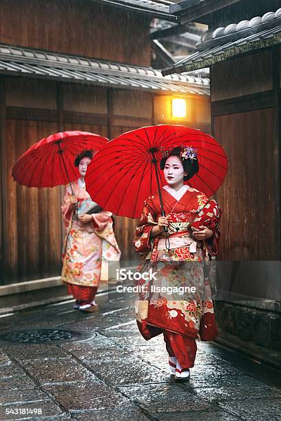 Maiko Girls Stock Photo - Download Image Now - Japan, Geisha, Kyoto City