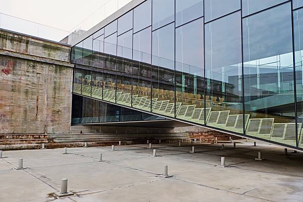 Elsinore, Denmark - April 30, 2016: Detail where a new auditorium cuts through an old wall at the Maritime Museum of Denmark, by Bjarke Ingels