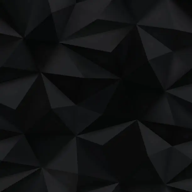 Vector illustration of Black background. Abstract triangle crumpled texture.