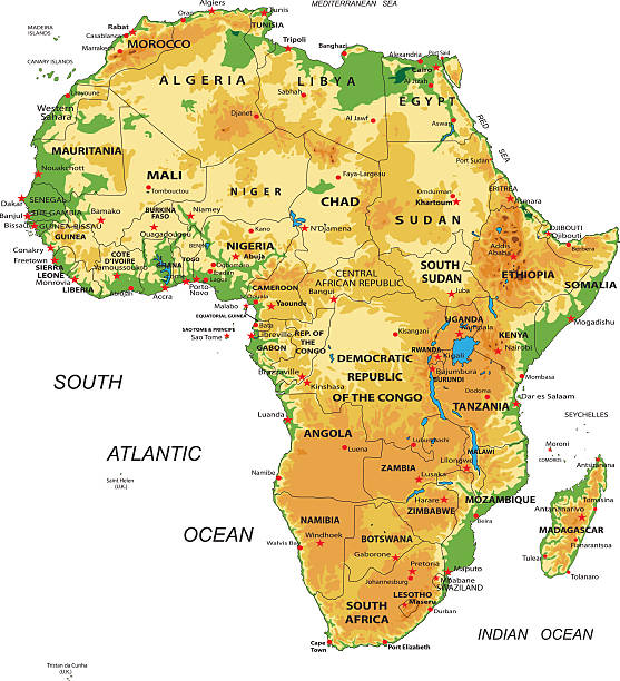 アフリカ物理マップ - silhouette ethiopia map cartography点のイラスト素材／クリップアート素材／マンガ素材／アイコン素材