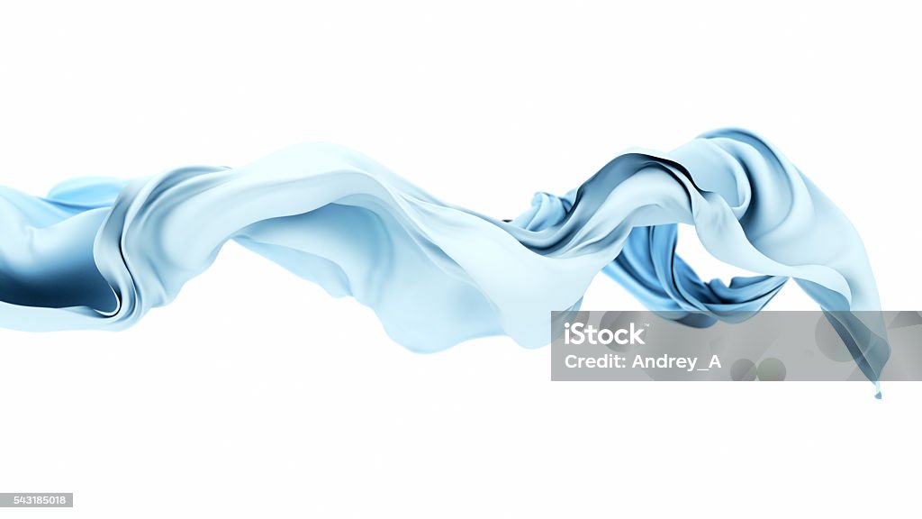 Rendering 3d astratto che scorre sfondo di stoffa bianca circondato da blu - Foto stock royalty-free di Materiale tessile