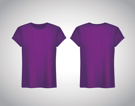 Men purple T-shirt. Realistic mockup. Short sleeve T-shirt template on background.