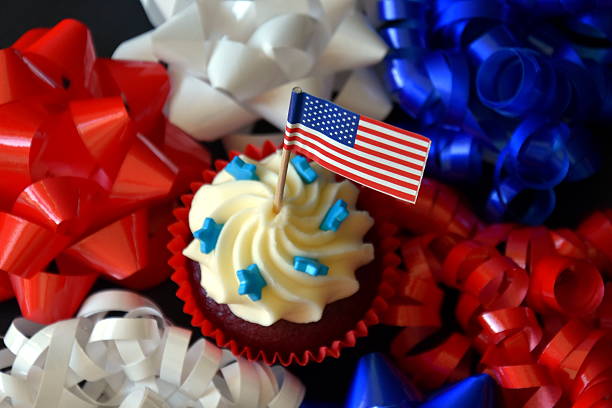 istock close up of glazed cupcakes decorated with american flag 543191300