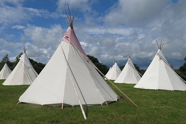 istock Glamping camping tipis tepees in a field on a sunny day 543193500