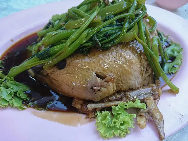 duck stewed in the gravy and morningglory chinese food style