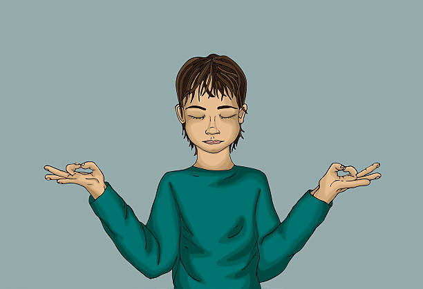 istock Boy miditiruet. The child is engaged in yoga. 543197584
