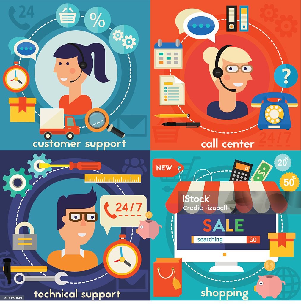 Online Shopping Customer And Technical Support Call Center Concept online-shopping-customer-and-technical-support-call-center-concept