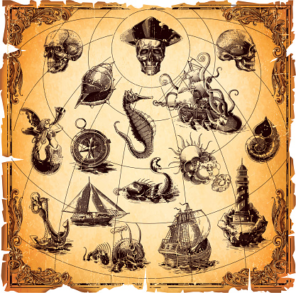 Old map icons, eps 9