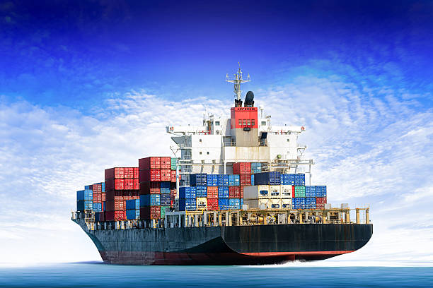 istock Cargo ship in the ocean with  blue sky, Freight Transportation. 543199618