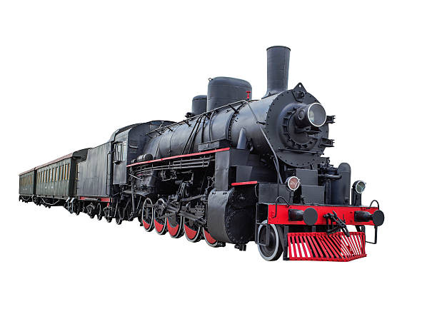 locomotiva a vapore con vagoni - locomotiva foto e immagini stock