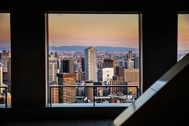 istock Osaka in Japan cityscape aerial view downtown at night 543201468