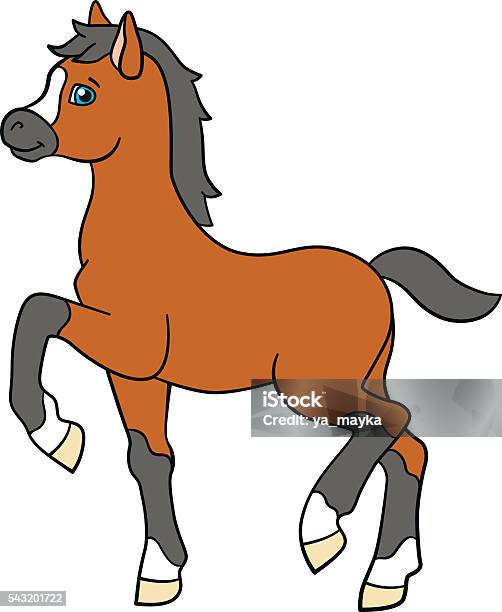 Cartoon Farm Animals Little Cute Foal Stock Illustration - Download Image Now - Cheerful, Foal - Young Animal, Agriculture