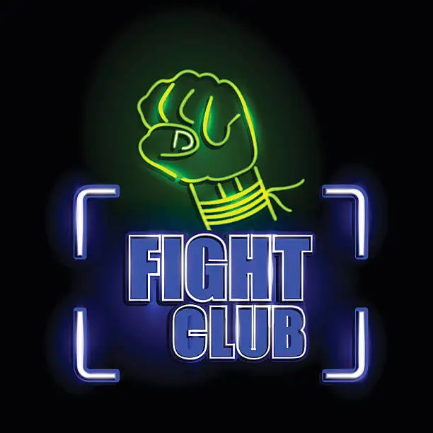 Vector illustration of Neon Light signboard for Fight Club