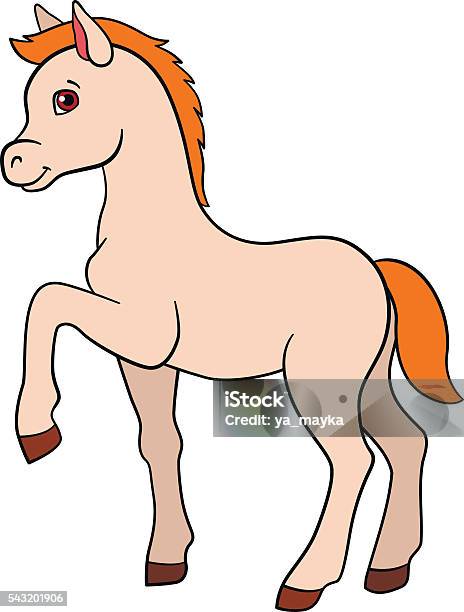 Cartoon Farm Animals Little Cute Foal Stock Illustration - Download Image Now - Agriculture, Animal, Animal Body Part