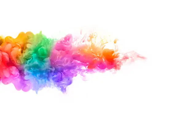 Photo of Rainbow of Acrylic Ink in Water. Color Explosion