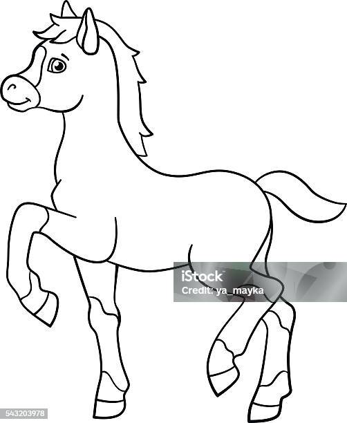 Coloring Pages Farm Animals Little Cute Foal Stock Illustration - Download Image Now - Animal, Cartoon, Farm