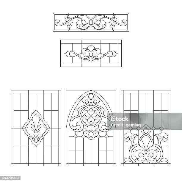 Decorative Items For Stained Glass Stock Illustration - Download Image Now - Stained Glass, Pattern, Vector