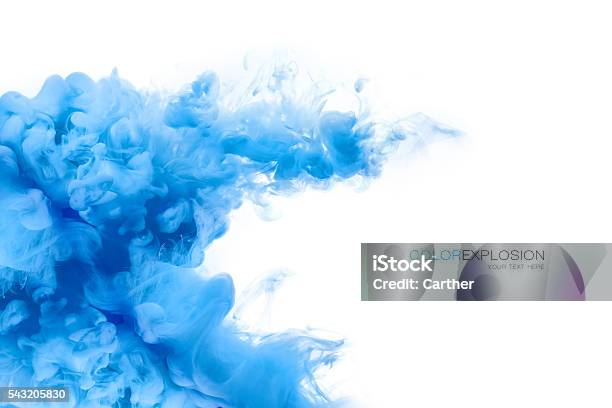 Blue Acrylic Ink In Water Color Explosion Paint Texture Stock Photo - Download Image Now