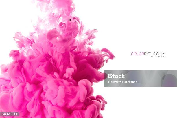 Acrylic Ink In Water Color Explosion Stock Photo - Download Image Now - Exploding, Magenta, Colors