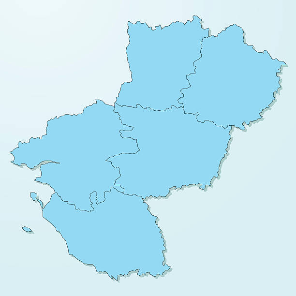pays de la loire blue map on degraded background vector - nantes stock illustrations